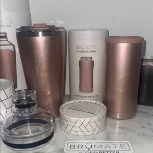 NWT Set BrüMate Glitter Rose Gold Shaker & Hopsulator Slim Set